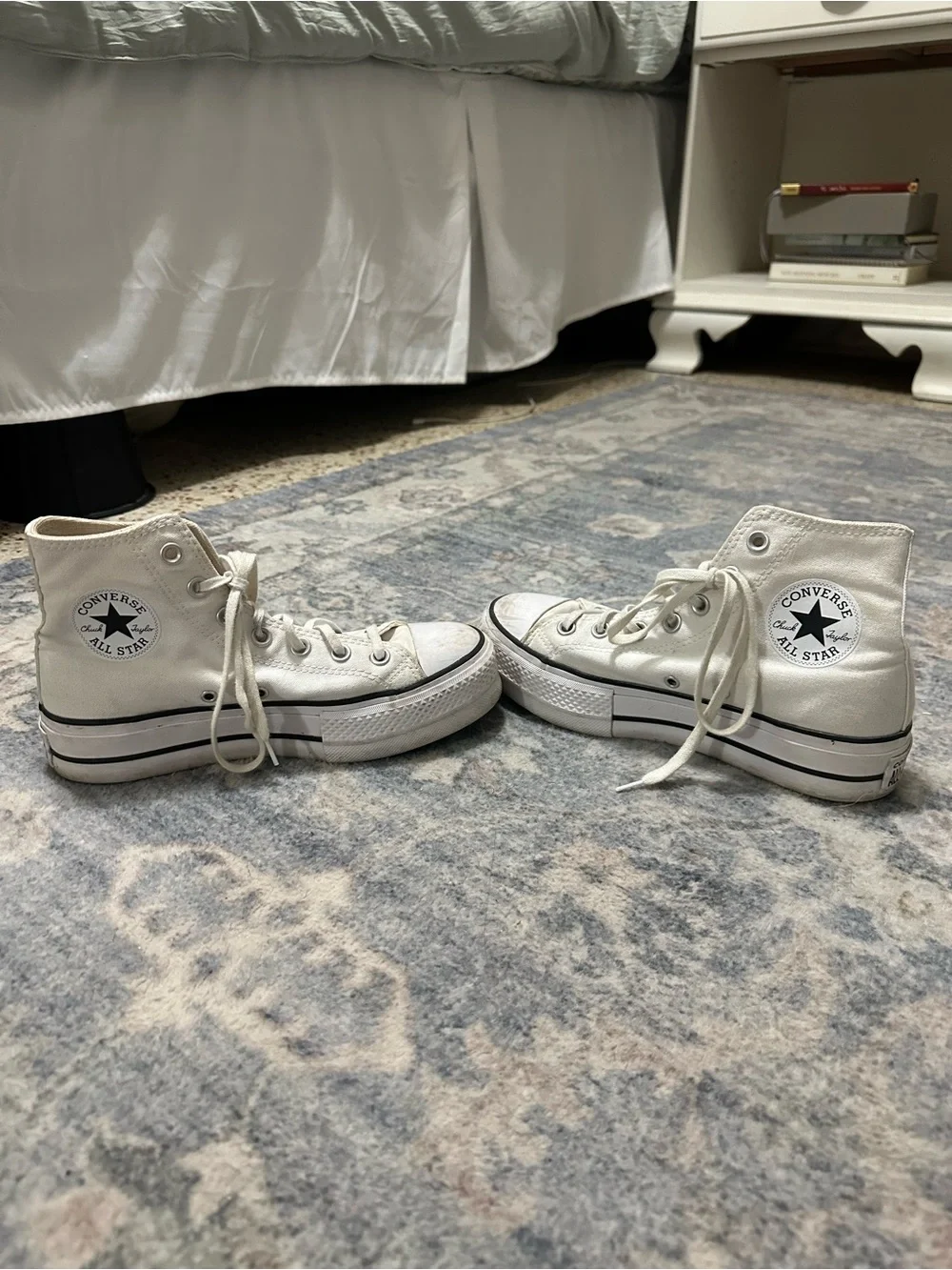 Converse White High-Top Canvas Sneakers with Black Trim
